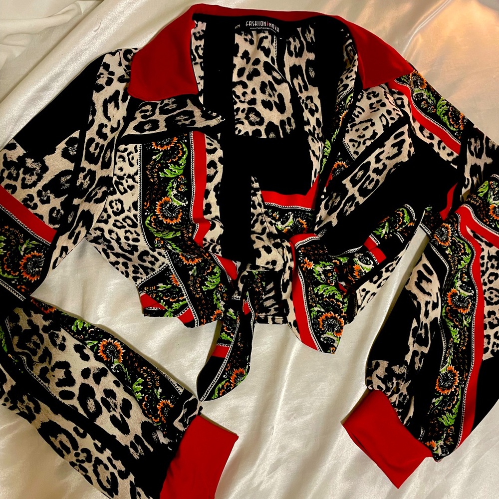 🐆Printed Collared Blouse♥️